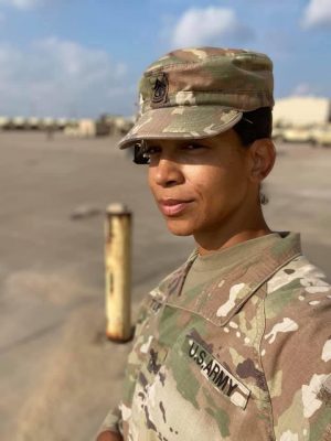 Jasmine Tucker in Army uniform